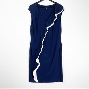 LAUREN Ralph Lauren Dark Blue Side Ruffle Dress